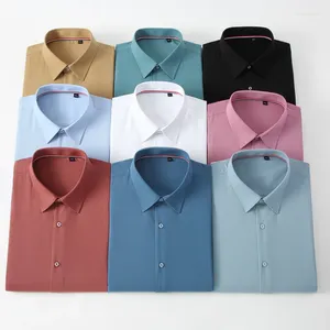 Мужские классические рубашки 2023, бамбуковое волокно, с длинным рукавом, мужские, стандартная посадка, материал из микрофибры, негладкий, профессиональный, повседневный, чистые цвета