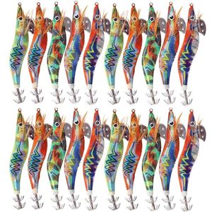 30pcs20pcs10pcs ahşap karides balıkçılık cazibesi kalamar jig kancası ahtapot mürekkep balığı yapay jigging cazibesi sert yem 231225