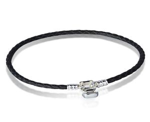 Großhandel - authentisches 925er-Sterlingsilber-Verschluss-Perlen-Original-Stempel-gewebtes Lederarmband, passend für Charms-Armband, DIY-Modeschmuck1156988