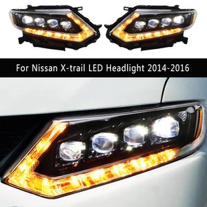 Araba Ön Lamba DRL Nissan X-Trail LED Far 14-16 Sarı Salonu Dönüş Sinyali Yüksek Beam Angel Göz Projektör