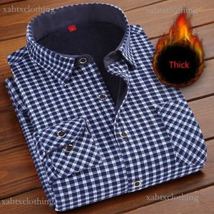 T-shirt da uomo Autunno Inverno Moda manica lunga plaid in pile e spesso caldo casual di alta qualità di grandi dimensioni NS4574 230112