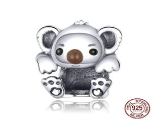 6 Mix Orijinal 925 STERLING Gümüş Sevimli Hayvan Koala Takma Moda El yapımı boncuklara uyuyor Bileklik İtalyan Takı Cazibesi Kolye28353015317
