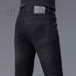 Мужские джинсы дизайнерского бренда 2023, осенний толстый бутик, приталенные ноги, эластичные, повседневные, модные, Гонконгское издание, H-бренд H6NA