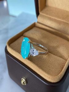 Oval Mavi Paraiba Ring Tourmaline Söz Yüzükleri Gümüş 10ct Taş Takı 323T2291309