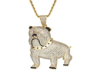 BULLDOG Ciondolo Collana Hip Hop Micro Pavimenta CZ Zircone con catena Placcato oro 18KT Gioielli di moda Rapper Accessori Regalo di compleanno5509546