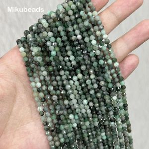 Caixas atacado natural a + 4mm esmeralda facetada redonda contas soltas para fazer jóias diy pulseiras colar ou presente mikubeads
