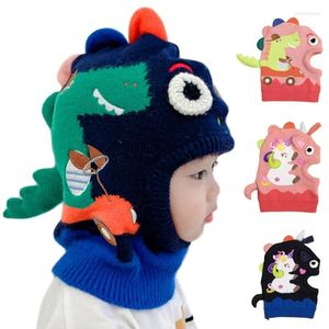 Beralar N7YD Pony/Dinozor Kış Örgü Eşarp Takım Headgear Rüzgar Geçirmez Balaclava Açık Aktiviteler Spor Bebek GI