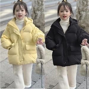 Çocuk Kore Pamuk Down Parkas Bebek Kalın Sıcak Hooded Ceket Erkek Giyim Çocuk Kış Ceket Kızlar İçin Katı Dış Giyim 231226
