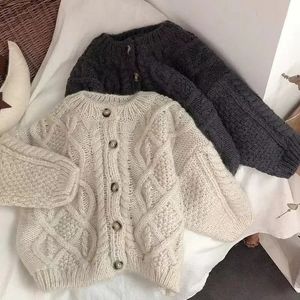 Autumn Winter Fashion Jackets Children Solid Cardigan Knit Sweater Girls Clothes Kids Cute Baby Coats Outerwear Clothing 231226