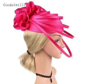 Altın Fascinator Kentucky Düğün Hap Kutusu Kilise Çay Partisi Fedora Hat Saten Çiçek Büyük Chapeau Femme Ladies 231225