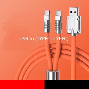 2 в 1, 100 Вт, 6 А, кабель для сверхбыстрой зарядки типа C, жидкий силикон, зарядный USB-кабель, жирный кабель для передачи данных 6,0 мм для Huawei Samsung S24 IPhone 15