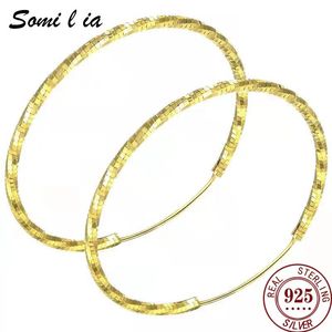 Stud Somilia Moda Kadın Küpe Platin Sarı Altın 3060mm Hoop Küpeler Yeni Koleksiyon S Sterling Sier Kadın Mücevherleri