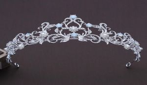 Eşsiz açık mavi kristal gelin tiaras taç prenses rhinestone pageant taç düğün saç aksesuarları gelin saç süsleri j014862987