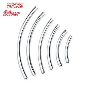 Kolyeler 4pcs S Sterling Sier Kavisli Tüp Ara Boncuklar Bilezikler için Bulgular Kolye DIY Takı Yapma Aksesuarları