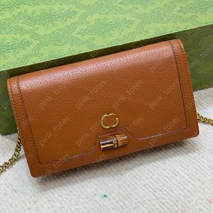 Дизайнерская сумка Женская сумка через плечо Кожаная сумка для фотоаппарата Модная сумка с золотым ремешком-цепочкой Бамбуковый клатч для женщин Сумка для хранения с коробкой