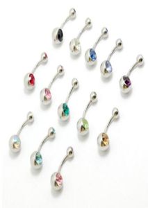 100pcs Mix Renk Çelik Kristal Rhinestone Çift mücevher göbek düğmesi göbek çubuğu halkası delici moda gövdesi mücevher 3311817
