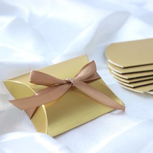50 Gold Pillow Candy Gift Boxes для свадеб Рождественские детские душевые вечеринки скидки 231227