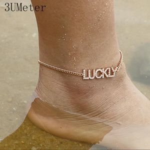 Anklets 3UMeter Personalized Custom Name Necklace Anklet For Women Zircon Letter Necklace Anklet Jewelry Bohemian Name Anklet Gift