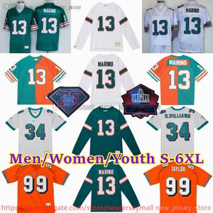 Özel S-6XL Gerileme 1966-1999 Futbol 13 Dan Marino Jersey Stitch 12 Bob Griese 39 Larry Csonka 83 Mark Clayton 85 Mark Duper 99 Jason Taylor Richmond Webb Formaları