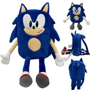 Hot 40cm Sale Super Sonic the Hedgehog Backpack Game Anime Children Bushie Travel Bag Desenho de Princho Soft Plush Kids School School Toys