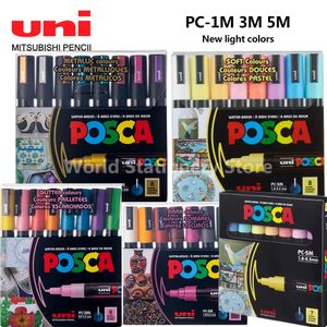 Uni Posca Paint Marker Doodle PC-1M 5M Art Supplies for Rocks Mug Ceramics Glass Wood Fabric Metal Painting Quick Dry 231226