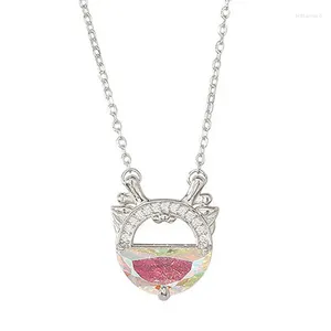 Ожерелья с подвесками, дизайнерское ожерелье с имитацией кристаллов зодиака Дракона года для девочек, маленькая свежая и милая универсальная цепочка-воротник