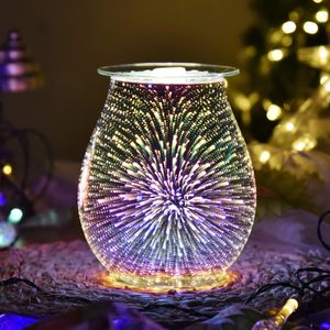 3D Glass Aroma Electric Wax Melt Scent Aroma Fragrance Lamp Night Light Glass Electric Aroma Diffuser Fres 231226