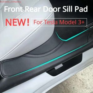 Tesla Model için Yeni 3+ Ön Arka Kapı Pad Kapı Hoş Geldiniz Pedal Eşik Şeridi 4pcs Deri Yeni Model3 Yayla 2024 Aksesuarlar