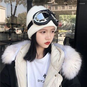 Berets grátis Skullcap Caps para mulheres coreano japonês malha chapéu crochê acessórios lã lint inverno luxo engrossar quente