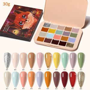 20colors Glain Solid Glue Set UV/светодиодный гель Польский японский пудинг гель -лак для ногтей палитры малочный желе гель для ногтей 231227