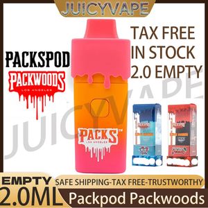 New Packspod Packwoods Packs Runtz Runty Electronic Cigarettes 2,0 мл пустые одноразовые варские ручки перезаряжаемые устройства Pods 280mah E-сигарета 10 цветов Dabwoods