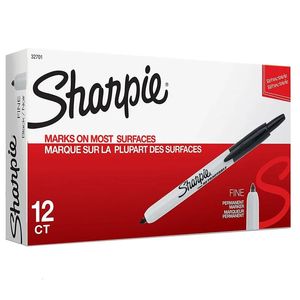 12pcs Sharpie 32701 Geri çekilebilir kalıcı markörler yağ ince nokta renkli boya kalem plastik metal ahşap cd sanat malzemeleri 231226