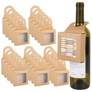 25 штук окна подвесной складной винной коробки Прочная подарочная коробка Kraft Paper Decorative Wine Box 231227