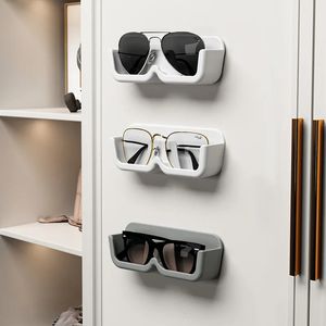 High End Glass Display Cabinet Glasses Storage Box Wall Mounted Perforated Free Sunglasses Rack Sunglass Home Tidying 231227