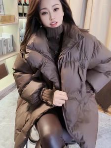 Kadın trençkotları Avrupa üst düzey ve süper güzel Maillard tarzı kahve rengi orta uzunlukta pamuk ceket kış