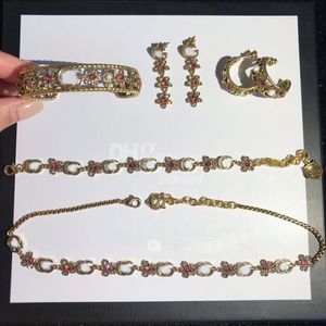 Retro 925 Sterling Silver Earrings Bracelets Necklaces Sets Luxury Jewelry Designer Flower Design Necklace Bracelets Sets