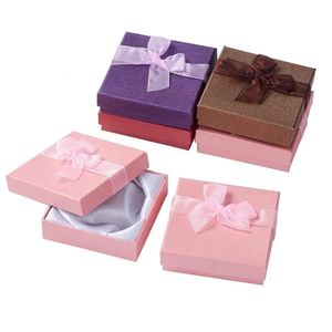 6шт День Святого Валентина Квадратные коробки с бабочками ленты из картонного браслета Bowknot лента