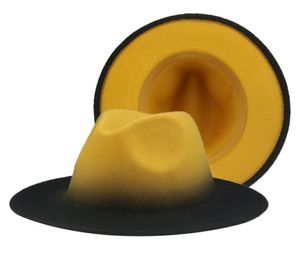 Kadın Şapkalar Fedora Gradient Renk Patchwork Erkekler Şapkalar Kahilat Siyah Kırmızı Street Sıradan Kadınlar Yeni Fedora Hat Sombreros de Mujer7450547