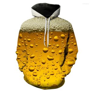 Erkek Hoodies Creative Fun Food Bira Sonbahar ve Kış Kadın Sweaters 3D Baskı Yakışıklı kalınlaşan moda kişiliği