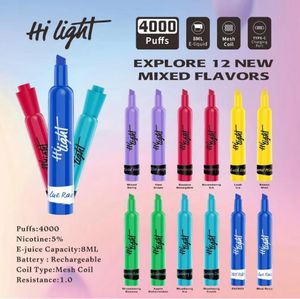Groothandelsprijs Vape E-sigaret Hi Light 4000 Rookwolken Vloeibare Elf Verstuiver Bar Wegwerp Pod Lost-Marry Damp Voorgevuld ODM OEM Pen Waterpijp