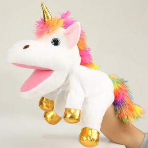 The Mouth Can Move Unicorn Hand Puppets Plush Toys Dolls Parent Child Games Kindergarten Early Childhood Education Roleplay 231228