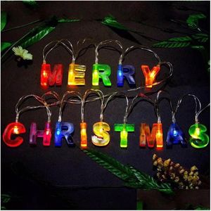 Noel Dekorasyonları Mutlu Noel Parlayan Mektuplar Stres Creative Led Işıklar Parti Parti Dekoratif Damla Teslimat Ev Bahçesi FE DHB9S