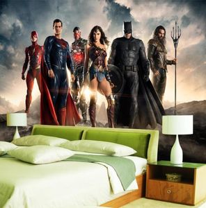 Пользовательские 3D обои Лига Справедливости настенная роспись Супермен Бэтмен По обои Детская спальня офис el гостиная детский сад Ro5697923