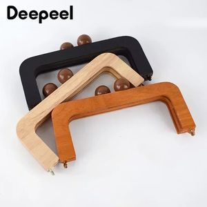 1Pc Deepeel 20cm Bag Frame Wood Handle Wooden Bags Clre Kiss Clasp Purse Frames Lock Buckles DIY Accessories for Handbags 231227