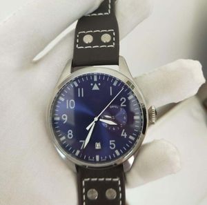 Klasik Klasik Büyük Pilot Erkekler Kol saatleri 46 mm mavi kadran güç rezerv hareketi oto tarih orijinal toka deri kayış I-W329303 Süper Kaliteli Erkekler Saatleri