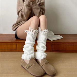 Kadın Çoraplar Örme Uzun Kırık Püskül Sonbahar Kış Sıcak Tığ işi Tutun Lolita Moda Ayak Kapakları