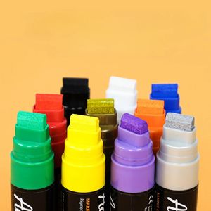10 Farbe Acrylmarker Stift Set 15 mm Filzspitze wasserdicht und sonnenbeständiger Kinder -DIY -Hand gezeichnet Graffiti Spezialkunstpinsel 231227