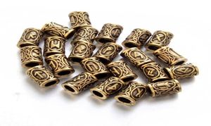 24pcs Üst Gümüş İskandinav Viking Runes Charms Boncuklar Sakal veya Saç Vikings Rune Kits6218189