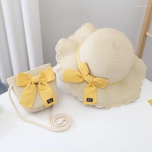 Береты, 1 комплект, детская шляпа от солнца, летняя соломенная сумка для девочек, детская дорожная защита, пляжные шляпы, рыбак для детей