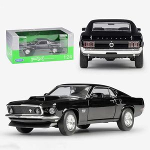 Arabalar Diecast Model yaklaşık 19cm 1/24 ölçekli metal alaşım klasik araba diecast modeli 1969 Ford Mustang patronu 429 oyuncak welly koleksiyon oyuncak fo